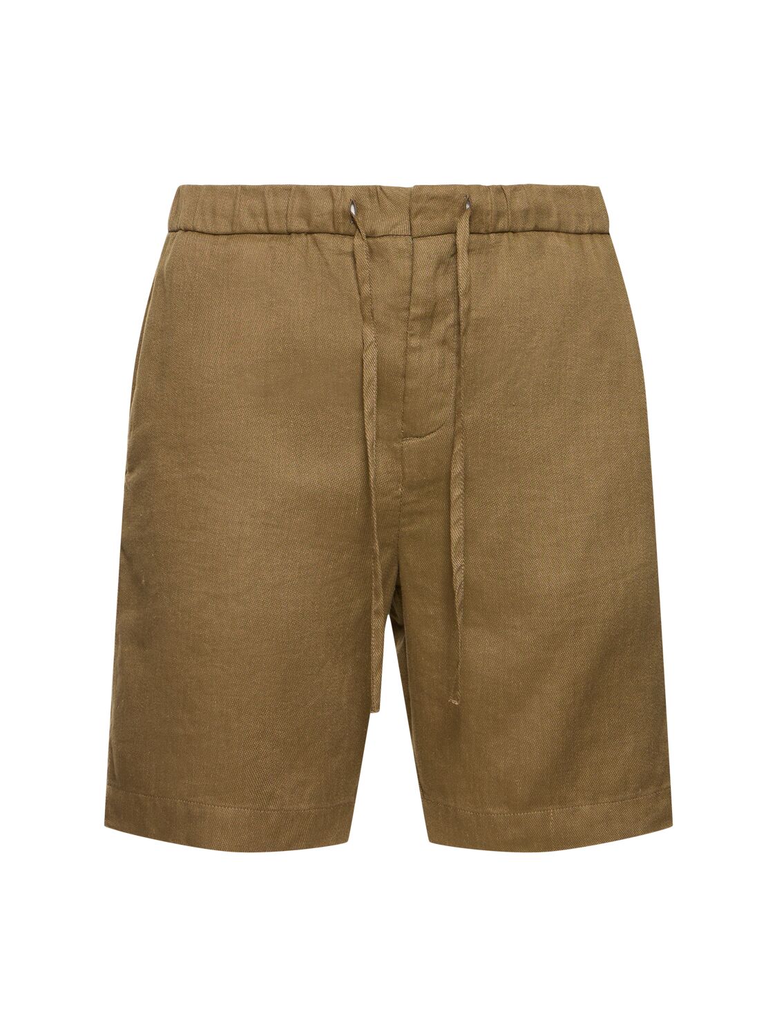 Shop Frescobol Carioca Felipe Linen & Cotton Shorts In Spinach