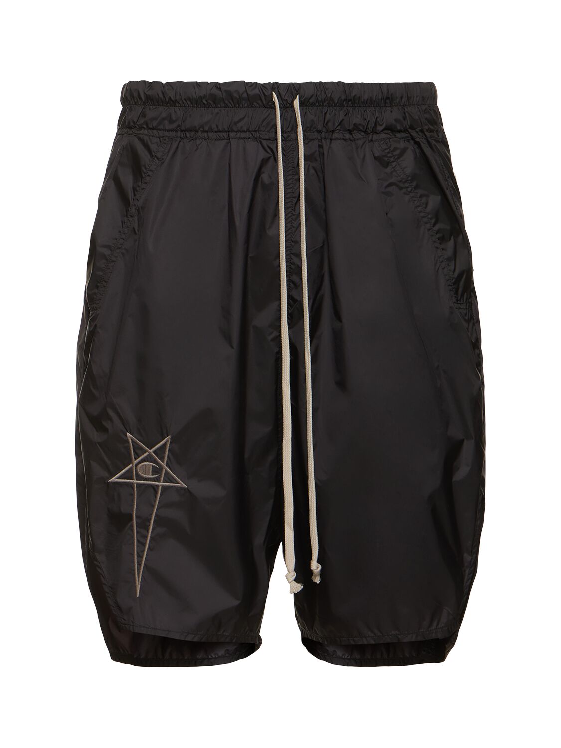 Rick Owens Logo Nylon Pods Shorts In Black