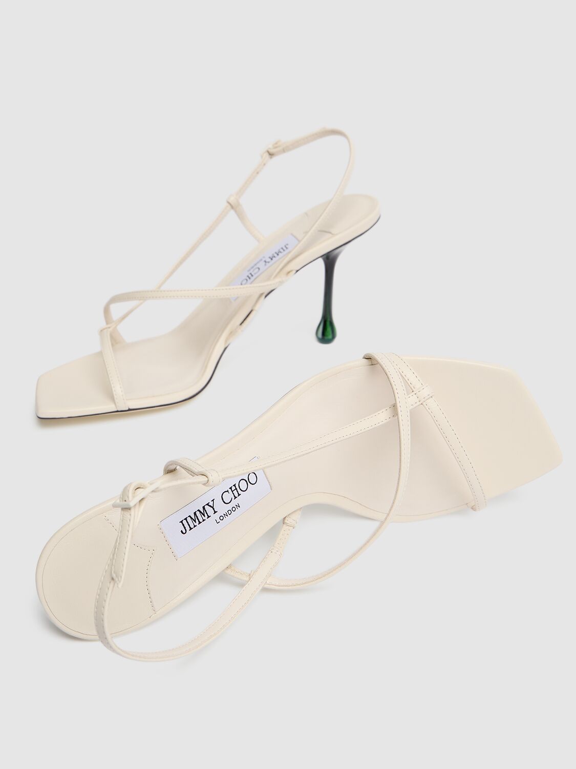 Shop Jimmy Choo 80mm Etana Leather Sandals In White