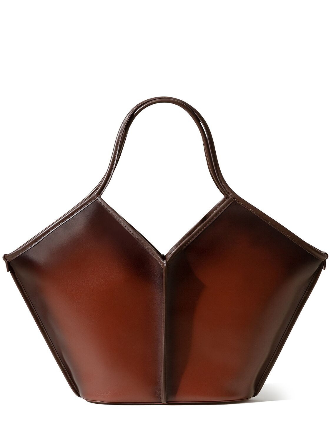 Hereu Calella Airbrushed Leather Tote Bag In Burgundy