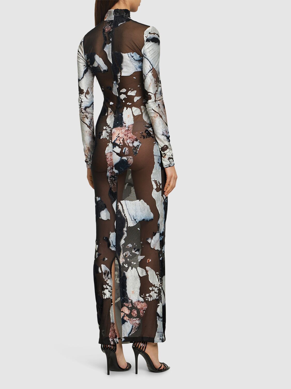 Shop Roberto Cavalli Marmo Printed Chenille Dress In Multicolor