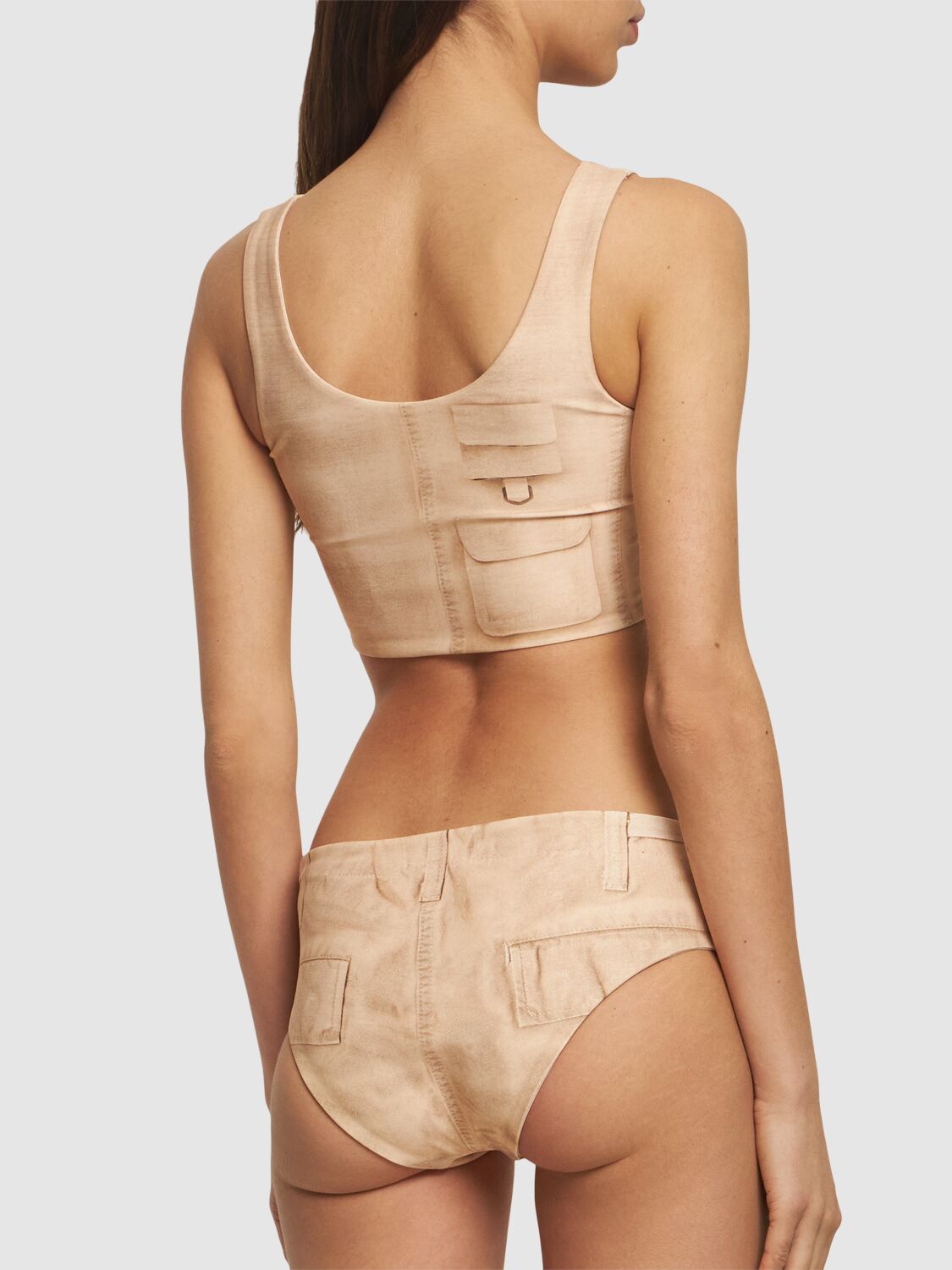 Shop Acne Studios Cargo Effect Bikini In Beige