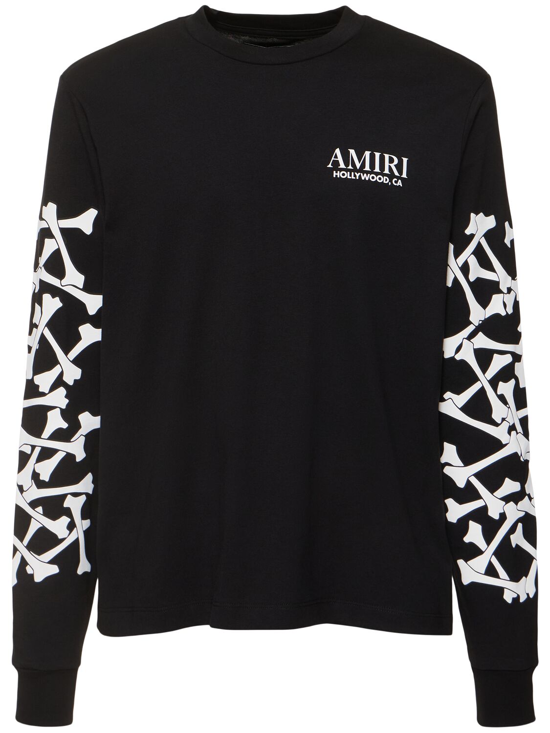 Amiri Bones Stacked Cotton Long Sleeve T-shirt In Black