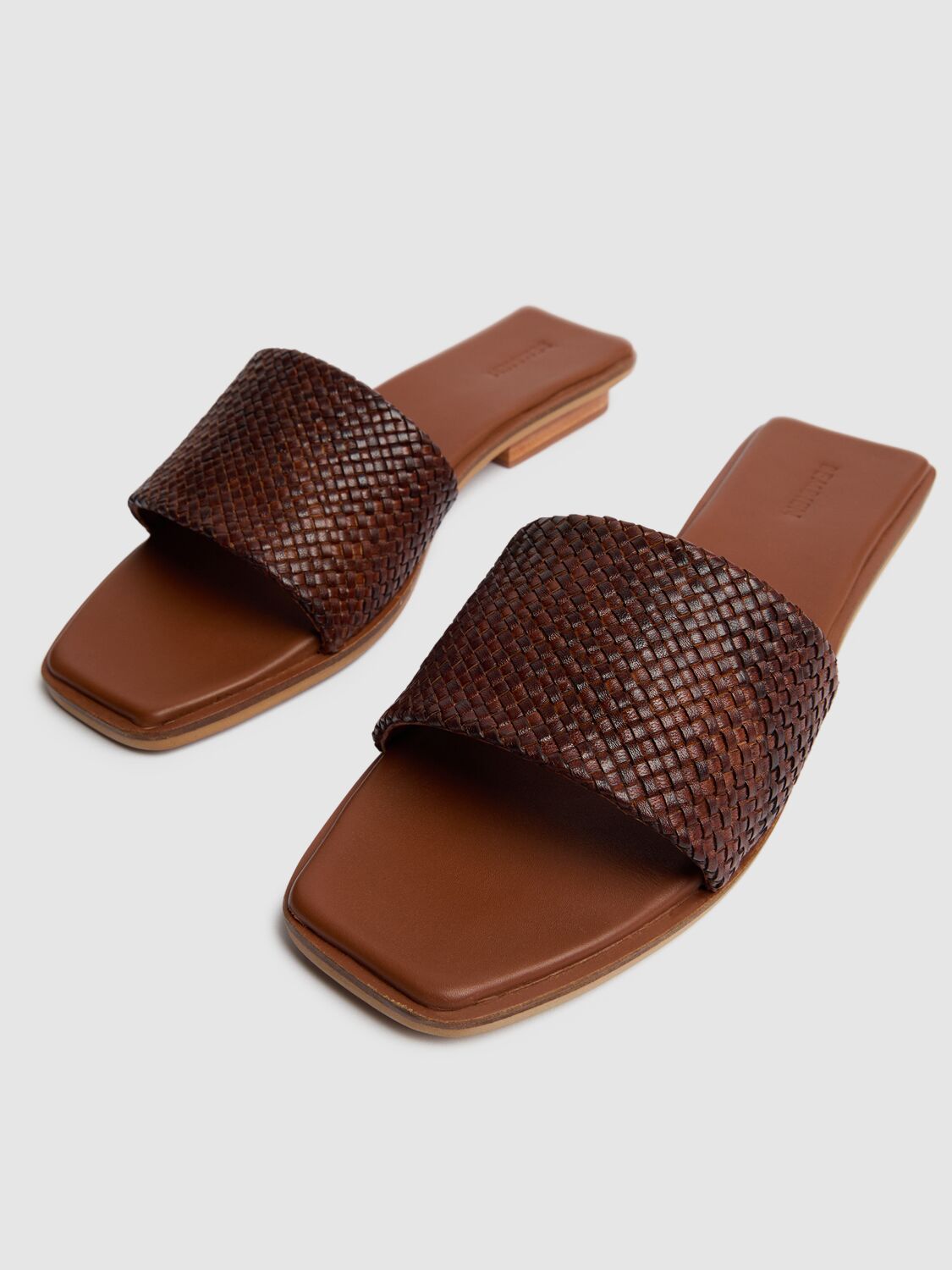 Shop Bembien 10mm Ramona Leather Slides In Brown