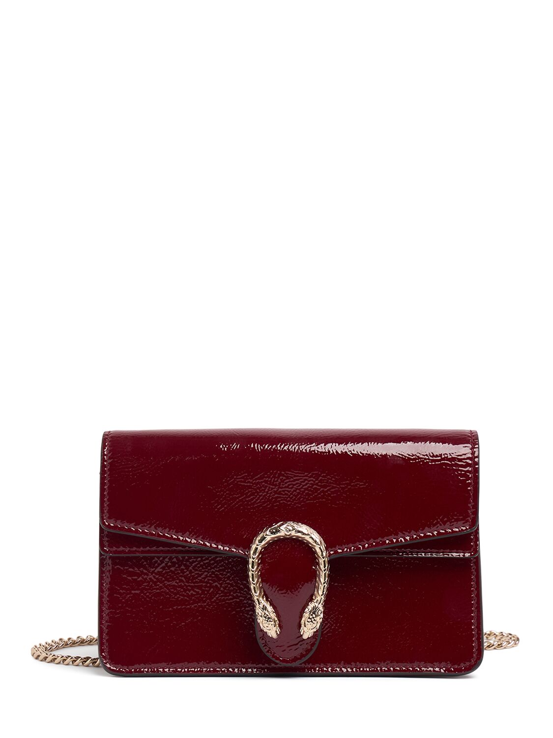 Gucci Mini Dionysus Patent Leather Bag In Rosso Ancora
