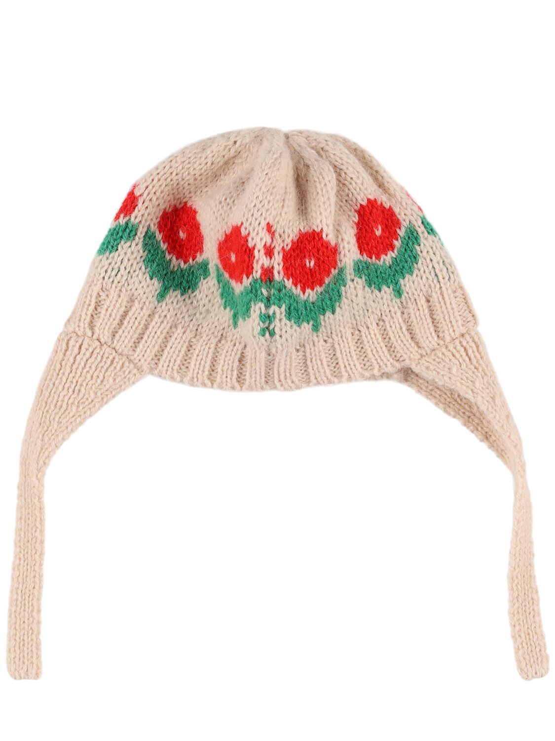 Shop Hello Simone Pipo Jacquard Wool Blend Knit Hat In White/multi