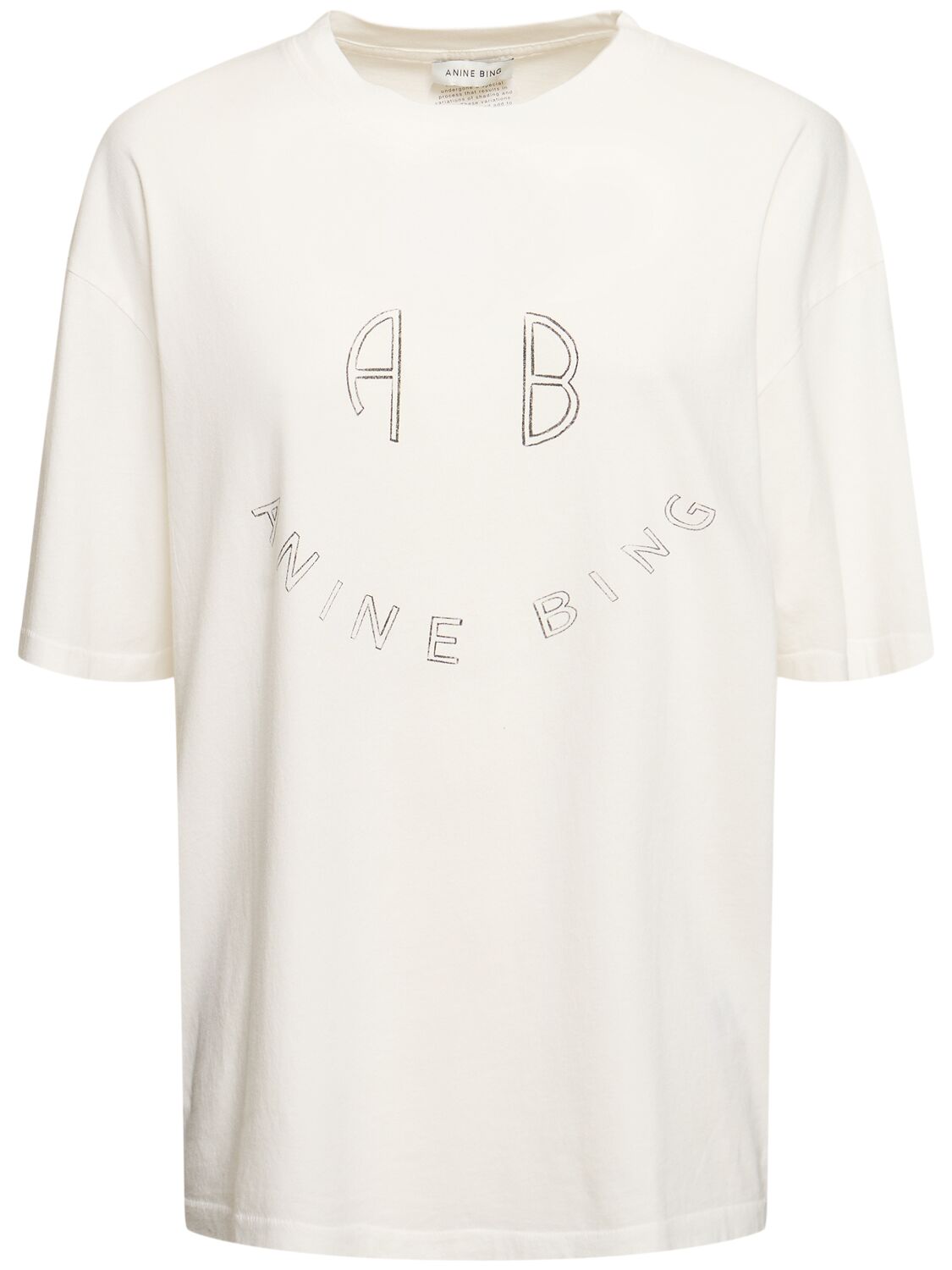 Anine Bing Kent Smiley Cotton Jersey T-shirt In Neutral