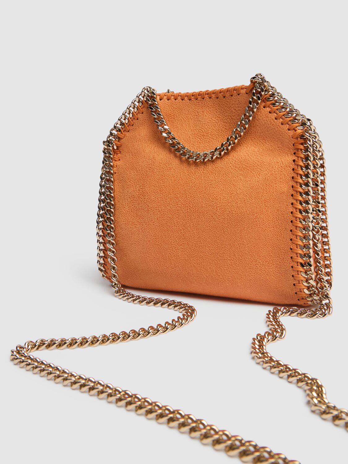 Shop Stella Mccartney Tiny Falabella Eco Shaggy Deer Bag In Papaya