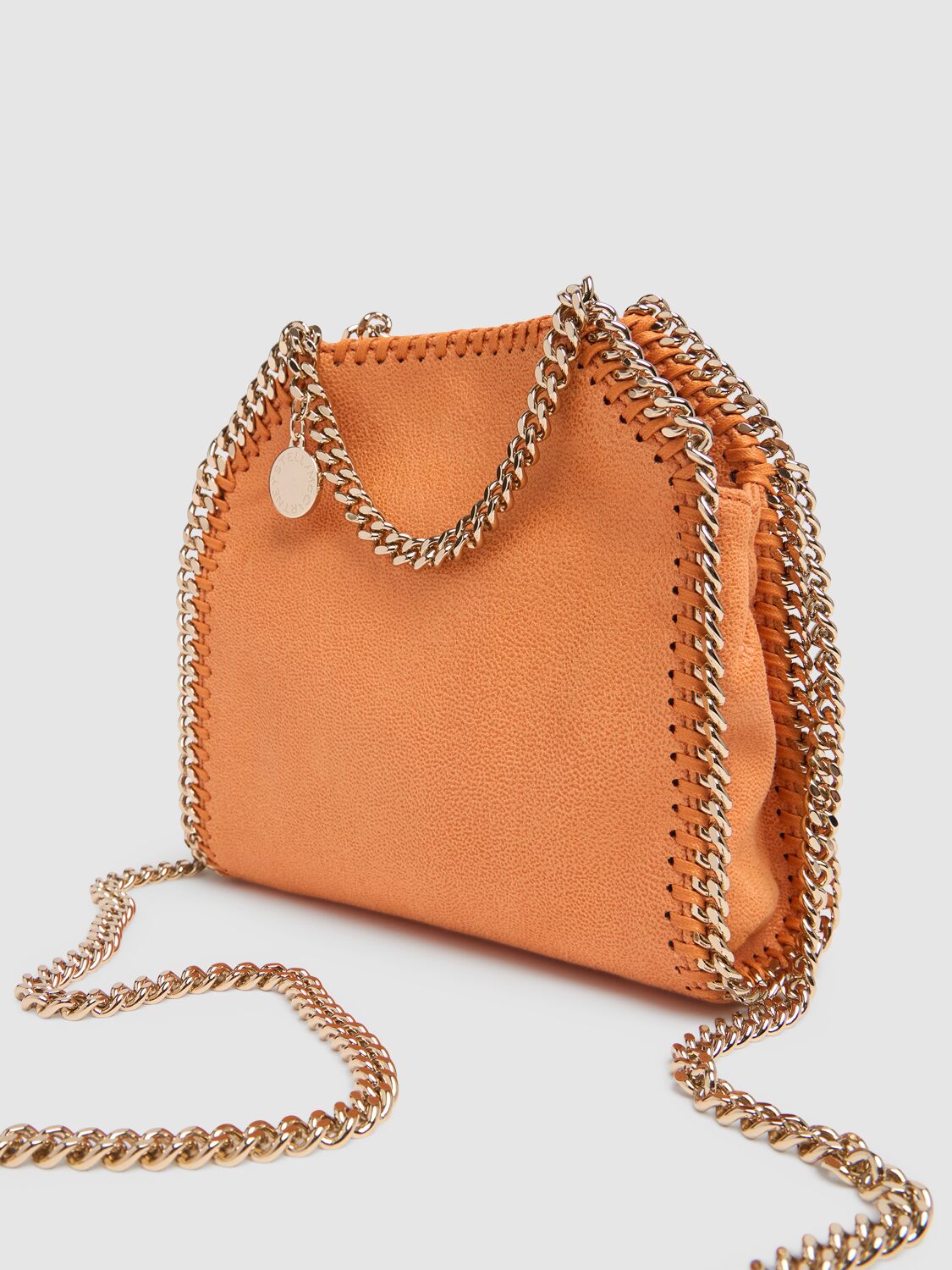 Shop Stella Mccartney Tiny Falabella Eco Shaggy Deer Bag In Papaya