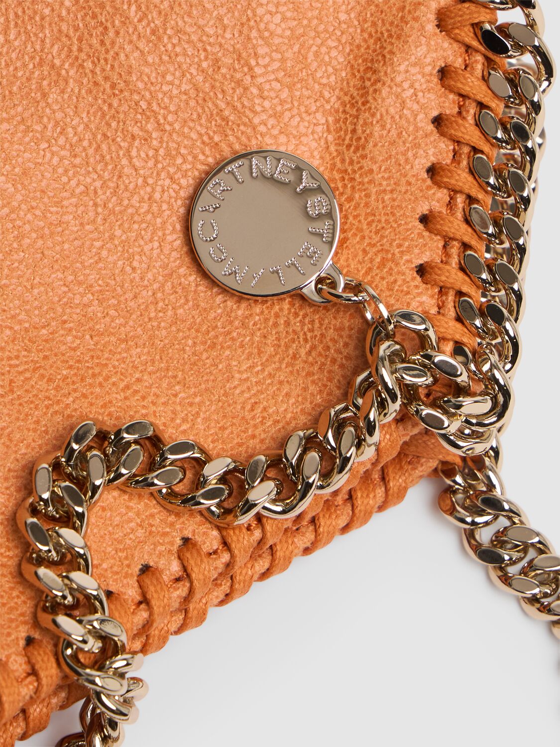 Shop Stella Mccartney Tiny Falabella Eco Shaggy Deer Bag In Papaya