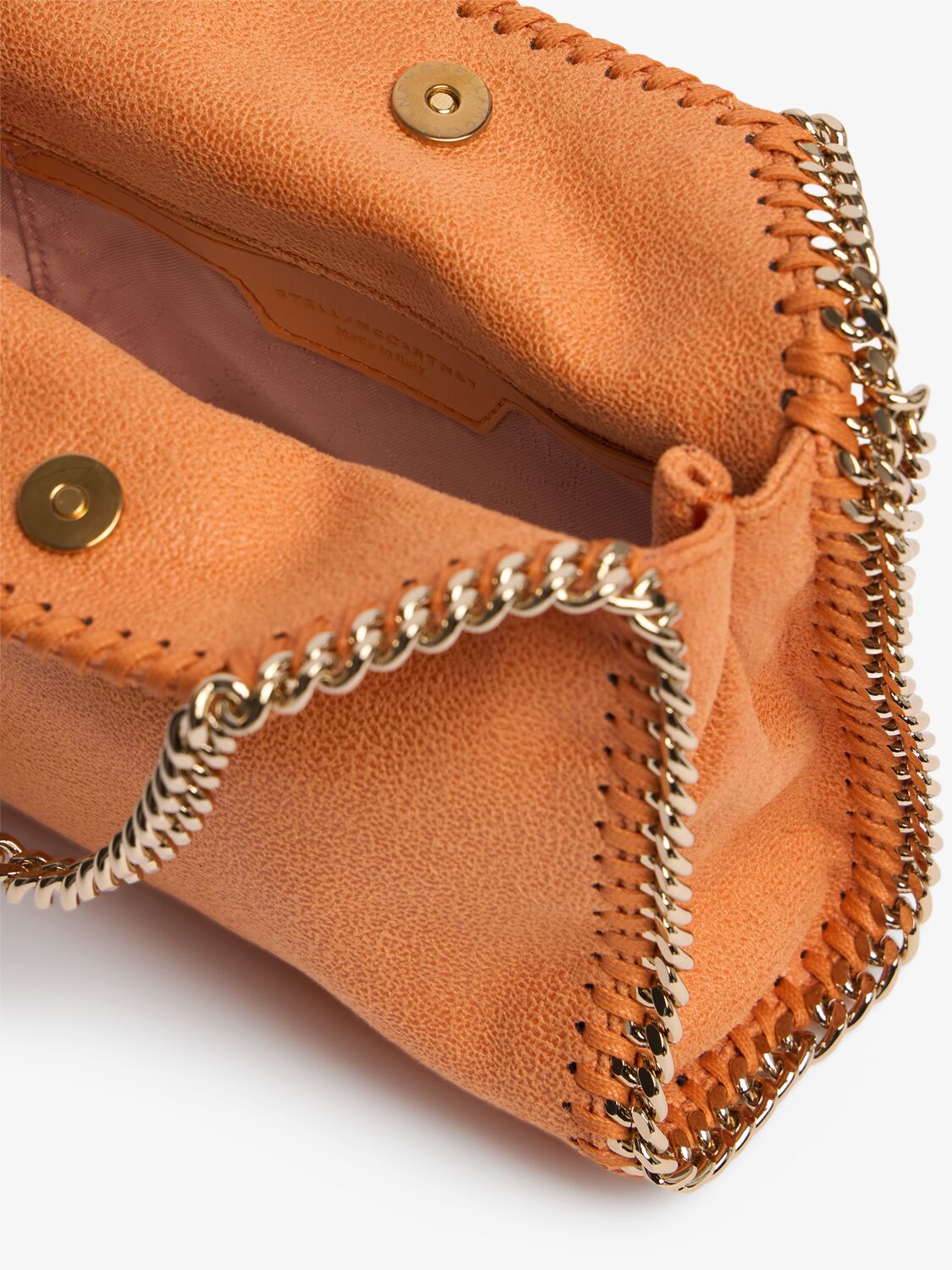 Shop Stella Mccartney Tiny Falabella Eco Shaggy Deer Bag In Papaya