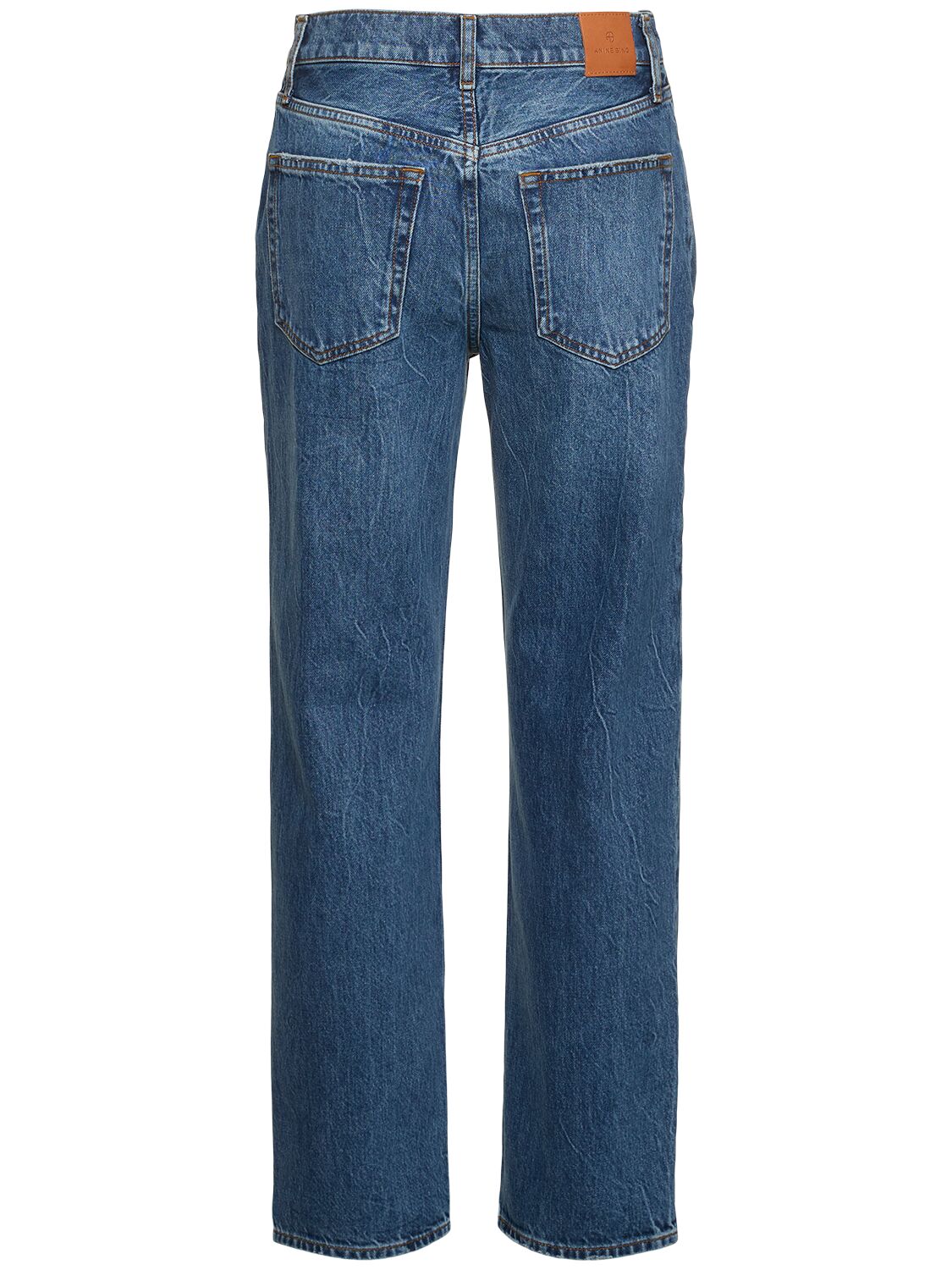 Shop Anine Bing Benson High Rise Straight Jeans In Blue