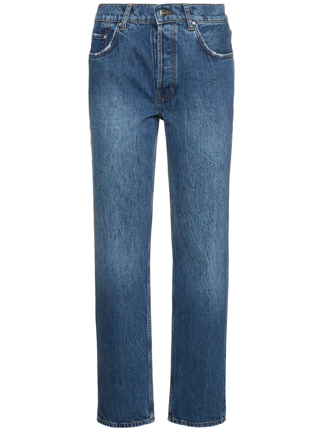 Anine Bing Benson High Rise Straight Jeans In Blue