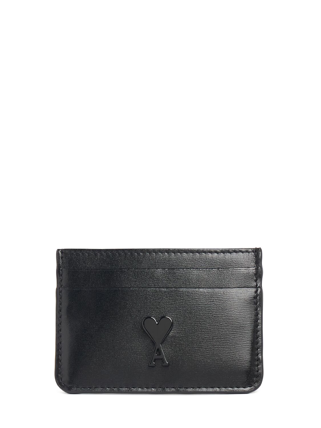 Metal Logo Leather Card Holder