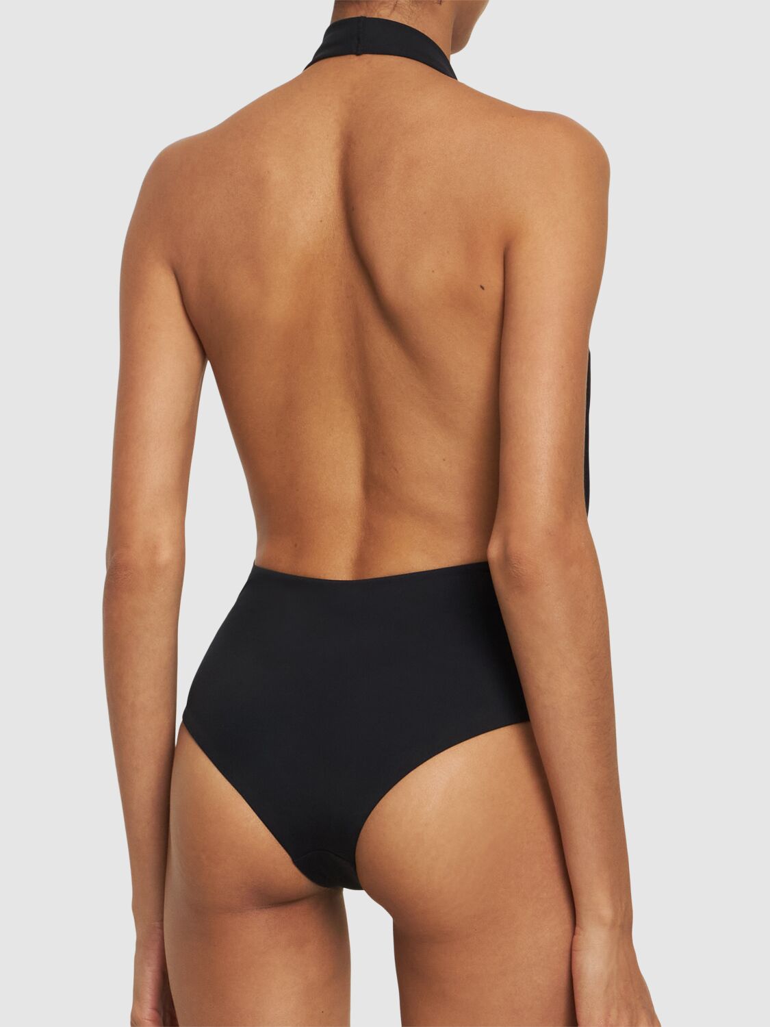 Shop Christopher Esber Halter Neck One Piece Swimsuit In Black