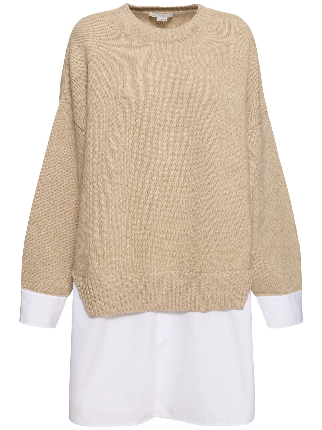 Shop Stella Mccartney Wool Knit Crewneck Sweater In White/beige