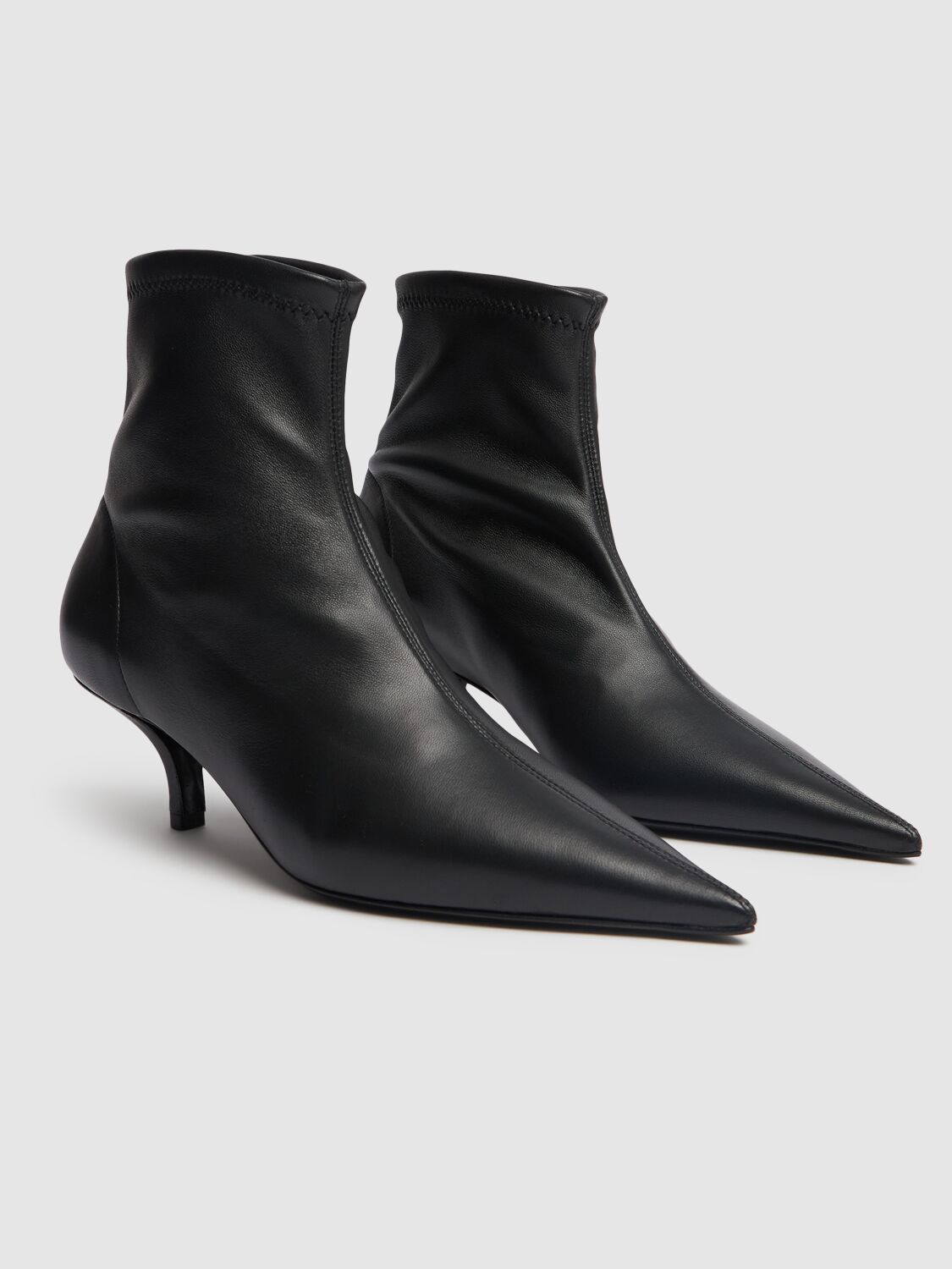 Shop Totême 55mm The Heeled Sock Leather Boots In Black