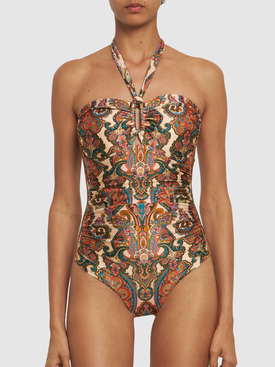 Shop Zimmermann Ottie Printed Lycra One Piece Swimsuit In Multicolor