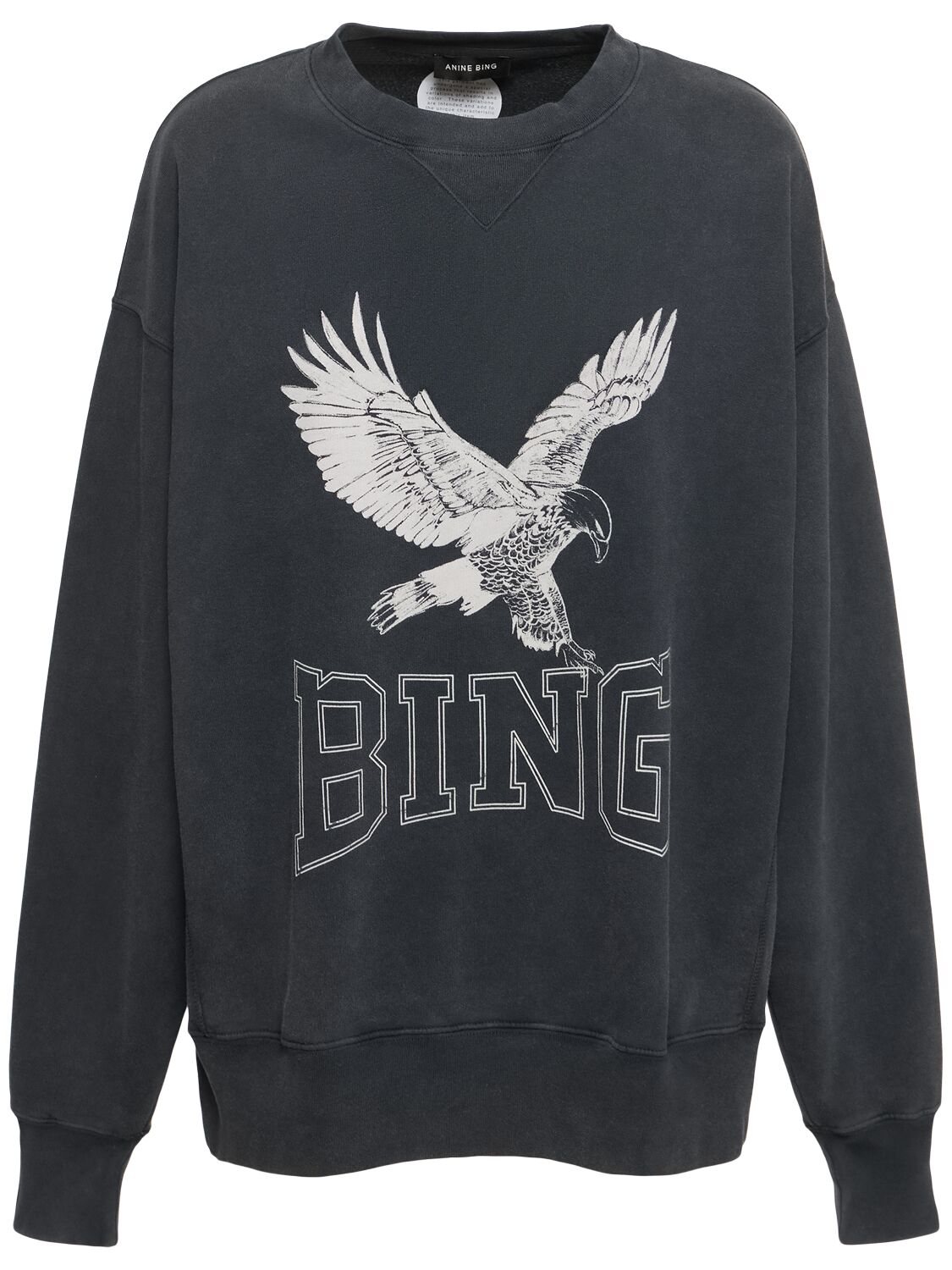 Anine Bing Alto Retro Eagle Cotton Sweatshirt In Black