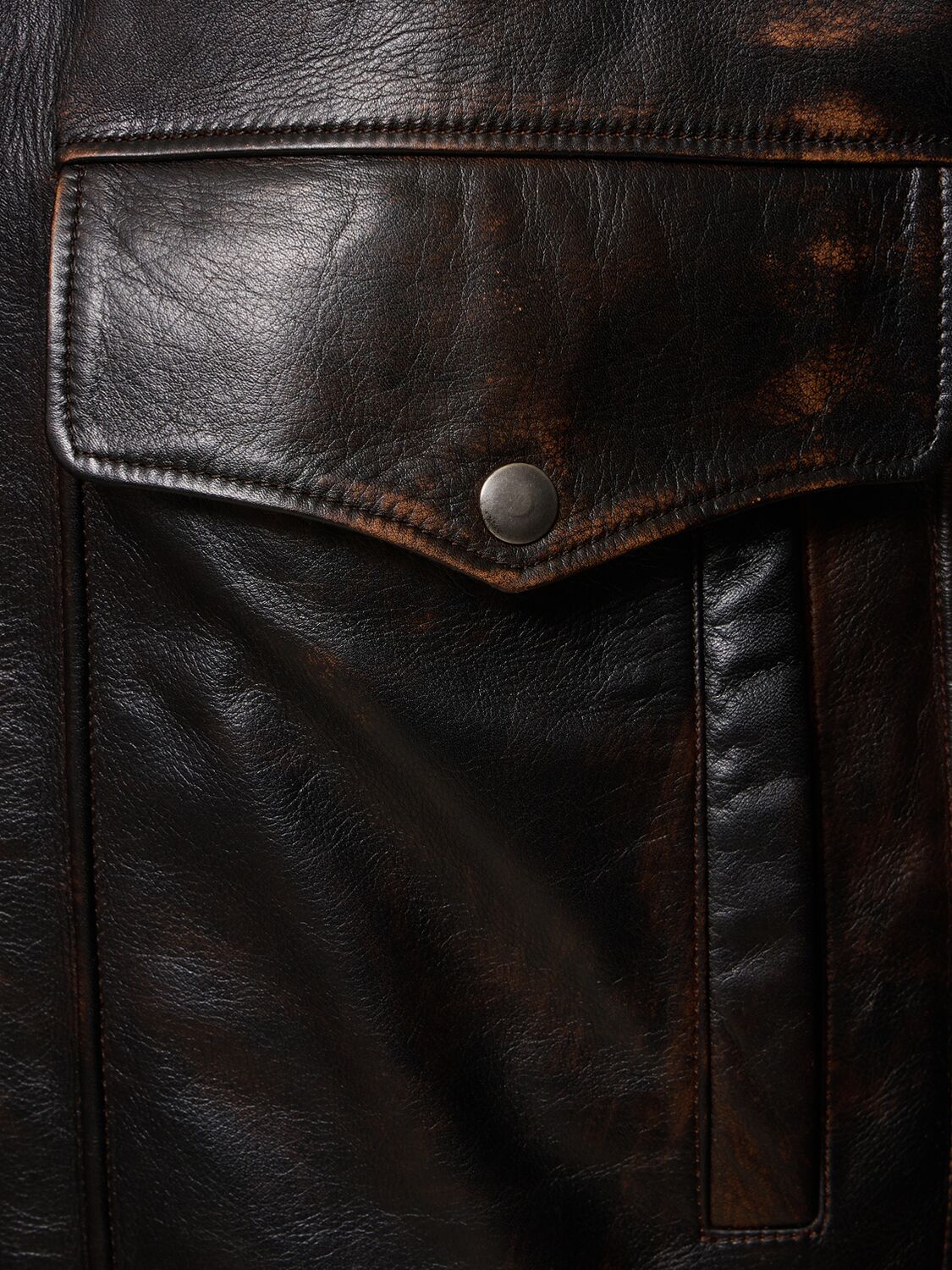 Shop Manokhi Devin Leather Jacket In Brown