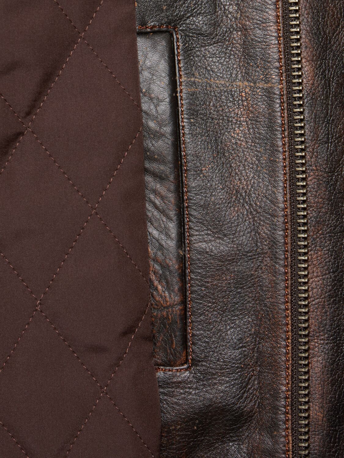 Shop Manokhi Devin Leather Jacket In Brown