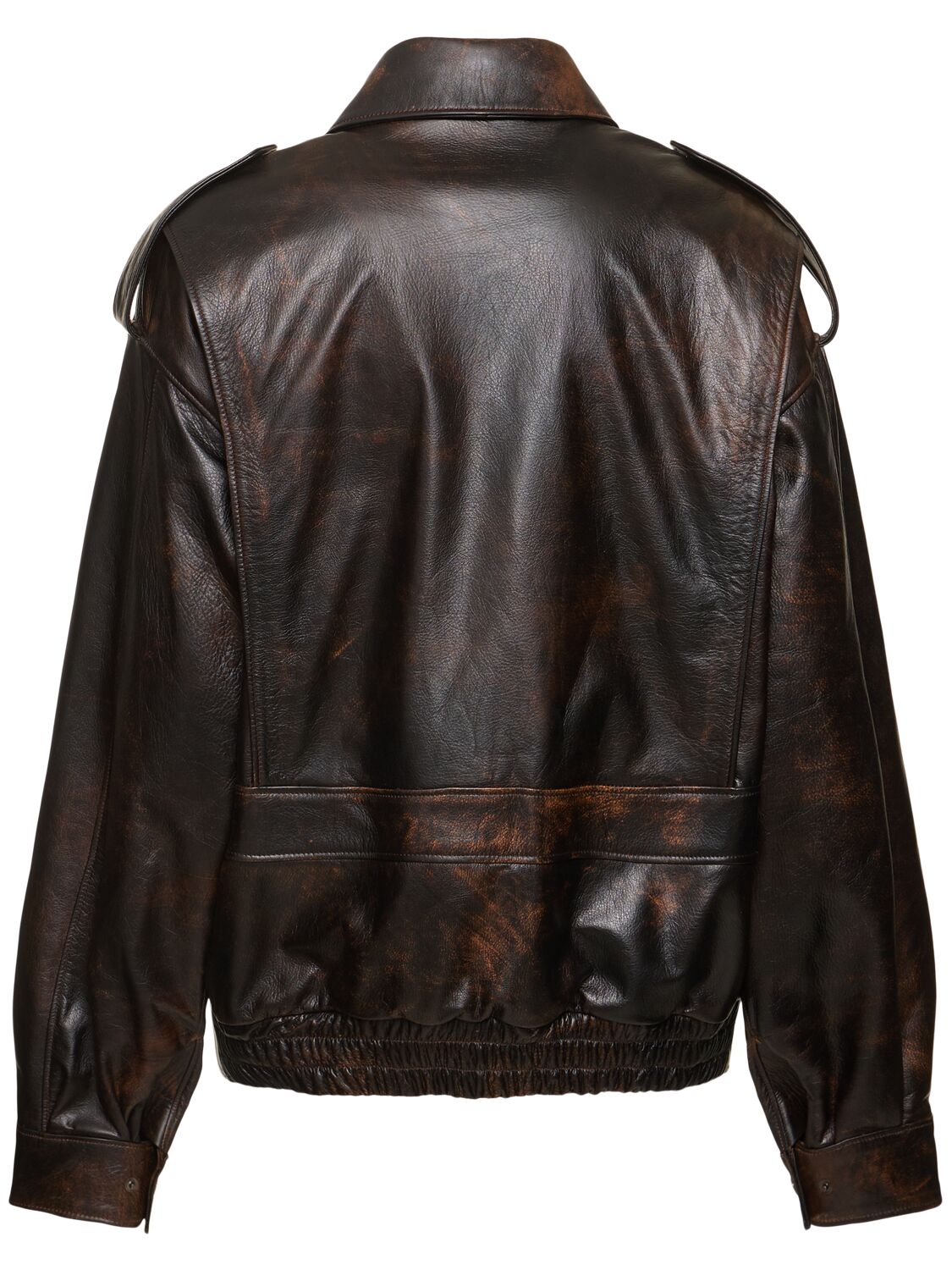 Shop Manokhi Devin Leather Jacket In Brown