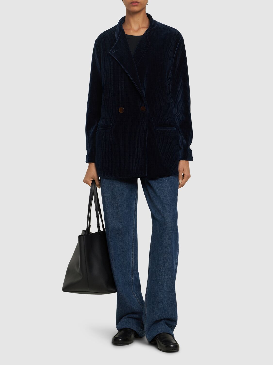 Shop Forte Forte Knitted Corduroy Jacket In Navy