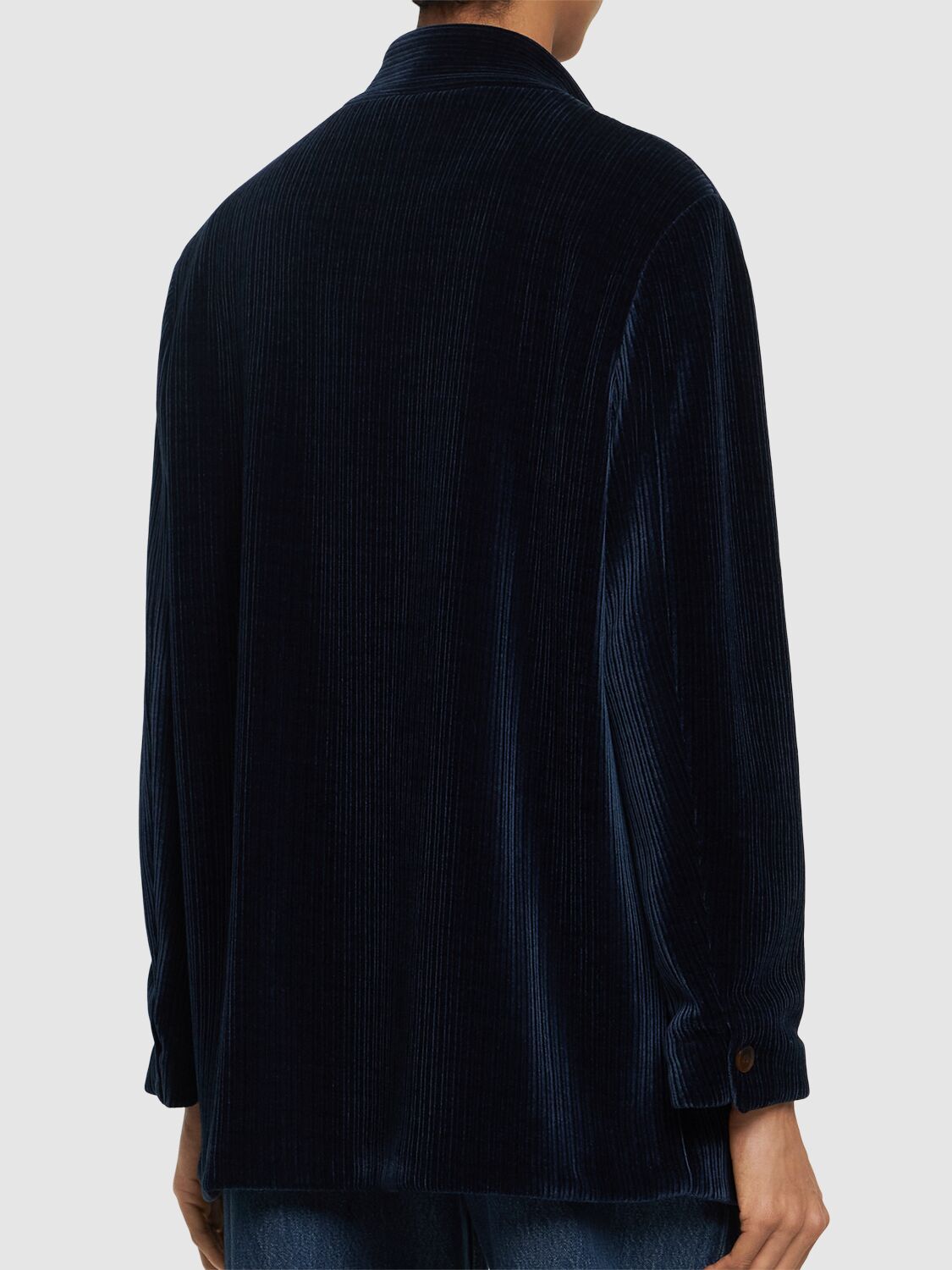 Shop Forte Forte Knitted Corduroy Jacket In Navy