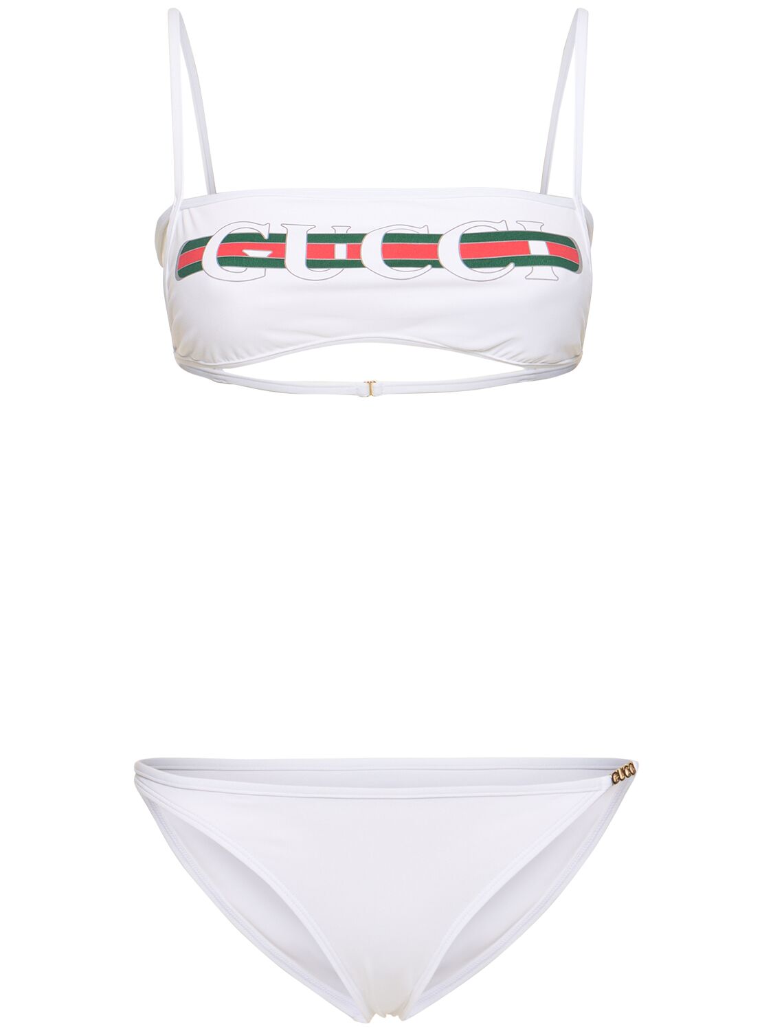 Shop Gucci Sparkling Jersey Bikini Set In White/multi