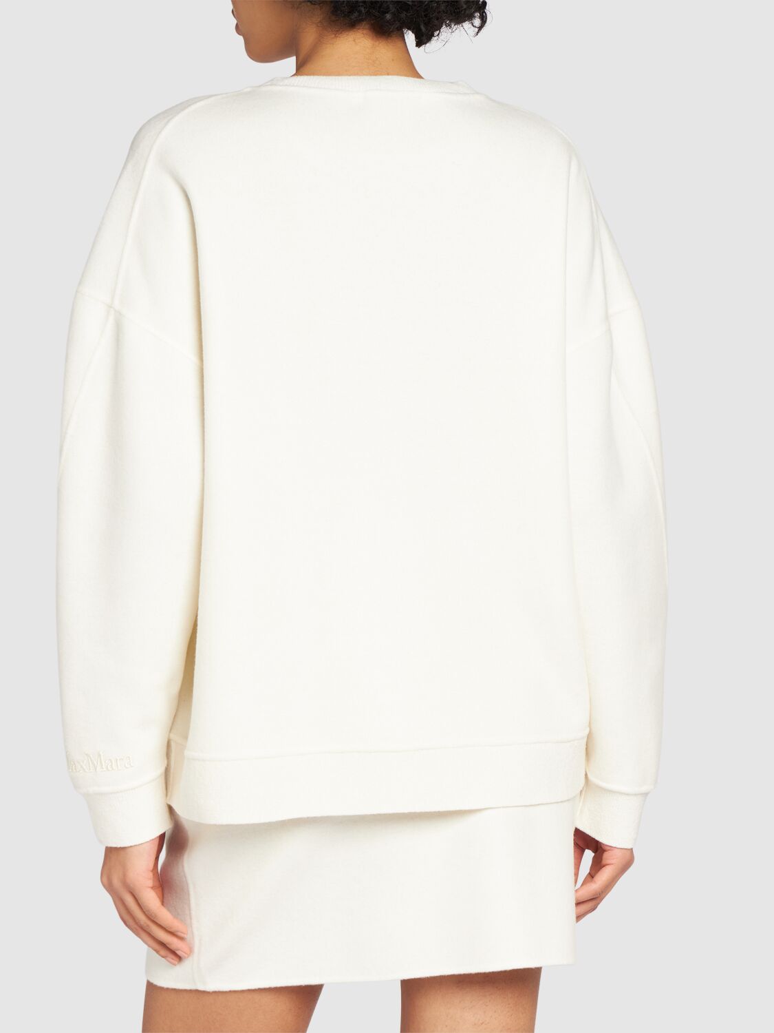 Shop Max Mara Elvira Wool Blend Jersey Sweatshirt In Ivory