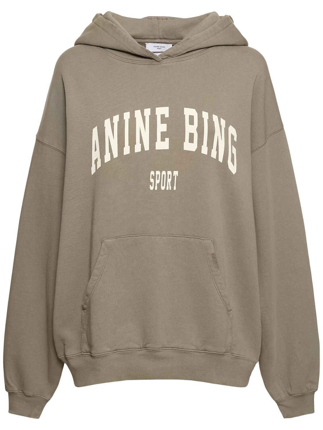 Shop Anine Bing Harvey Logo Hooded Cotton Sweatshirt In Green