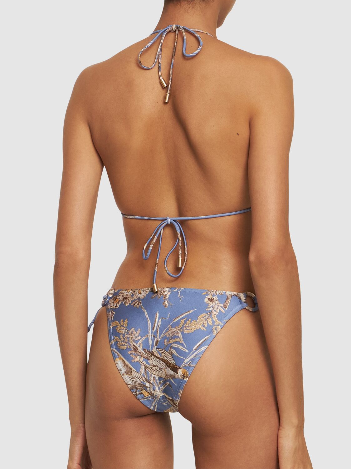 Shop Zimmermann Ottie Lycra Ring Triangle Bikini Set In Blue,multi