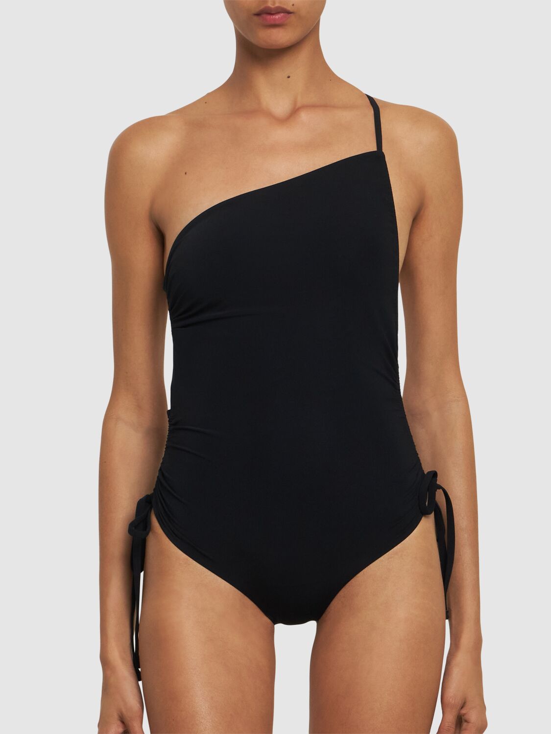 Shop Christopher Esber Atmos Drawstring One Piece Swimsuit In Black