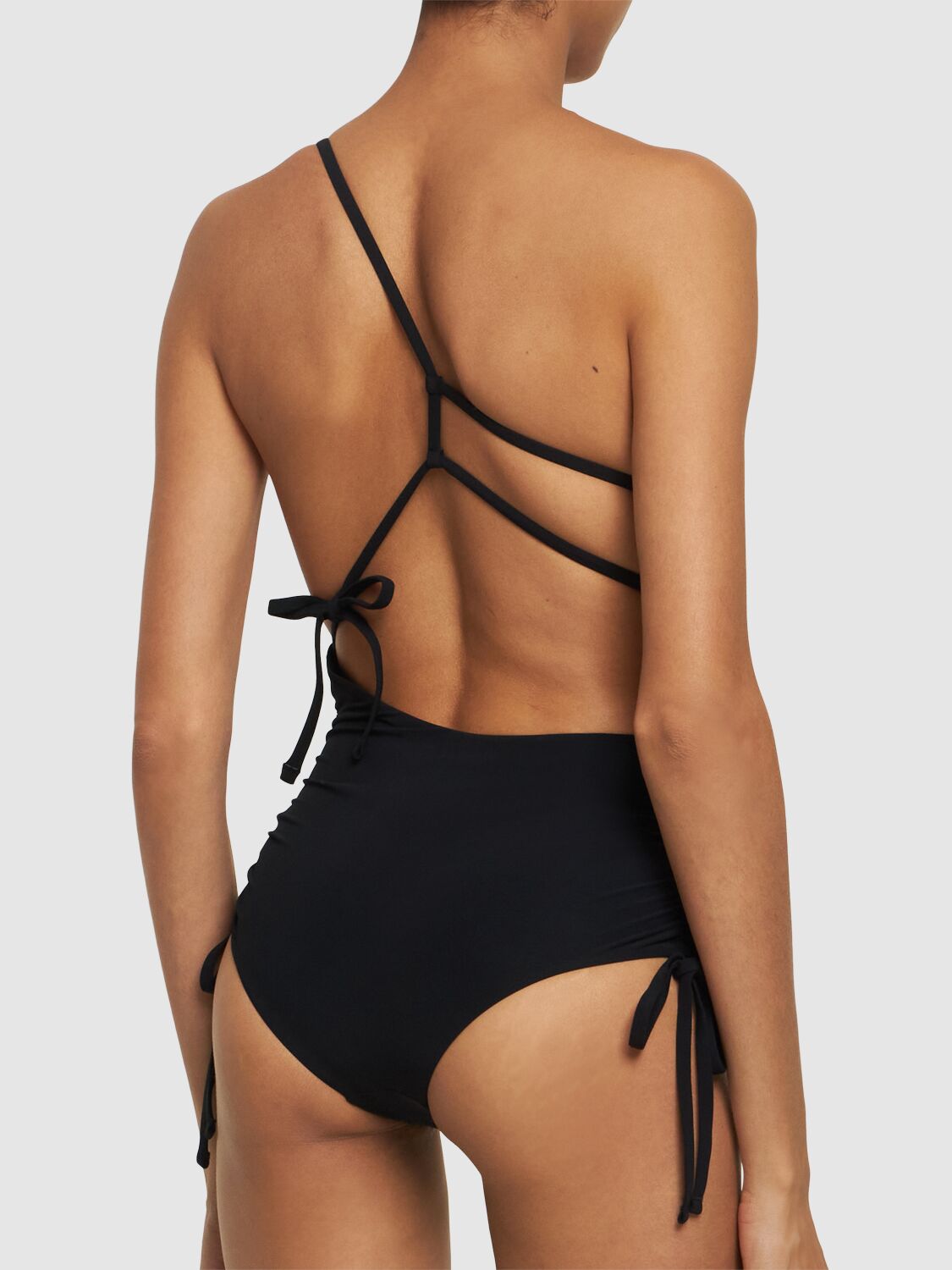 Shop Christopher Esber Atmos Drawstring One Piece Swimsuit In Black