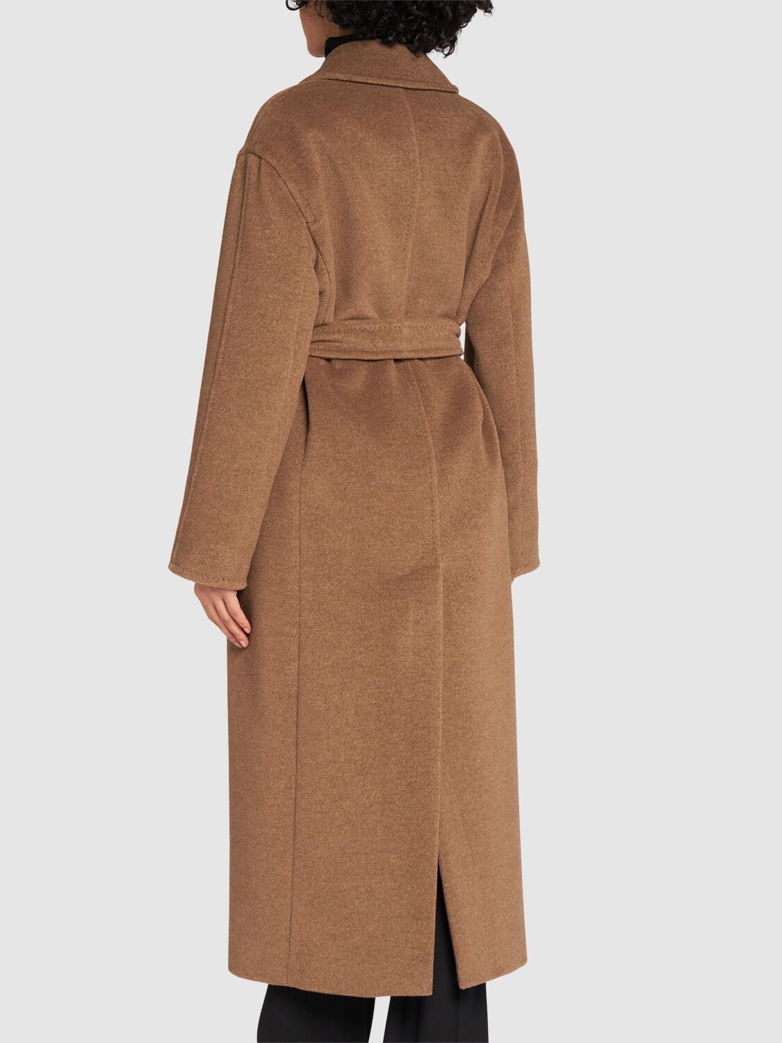 Shop Max Mara Fragore Alpaca Blend Long Coat In Brown