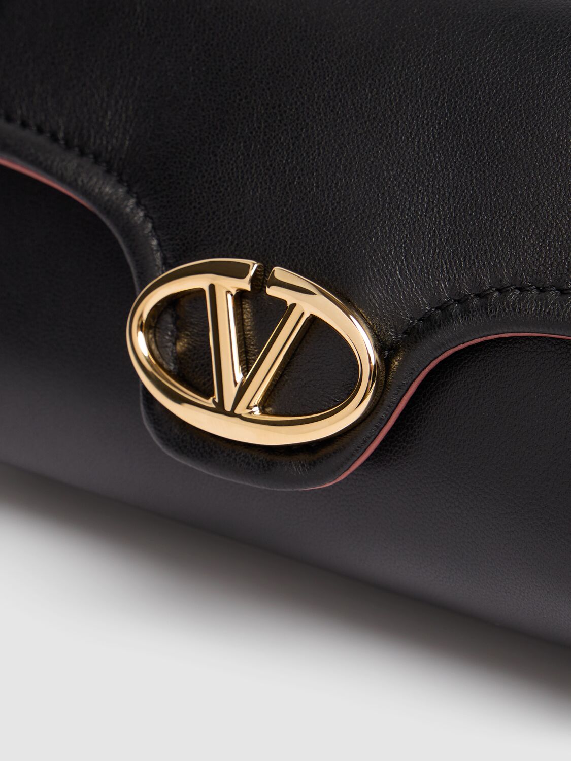Shop Valentino Mini Vlogo Leather Shoulder Bag In Black