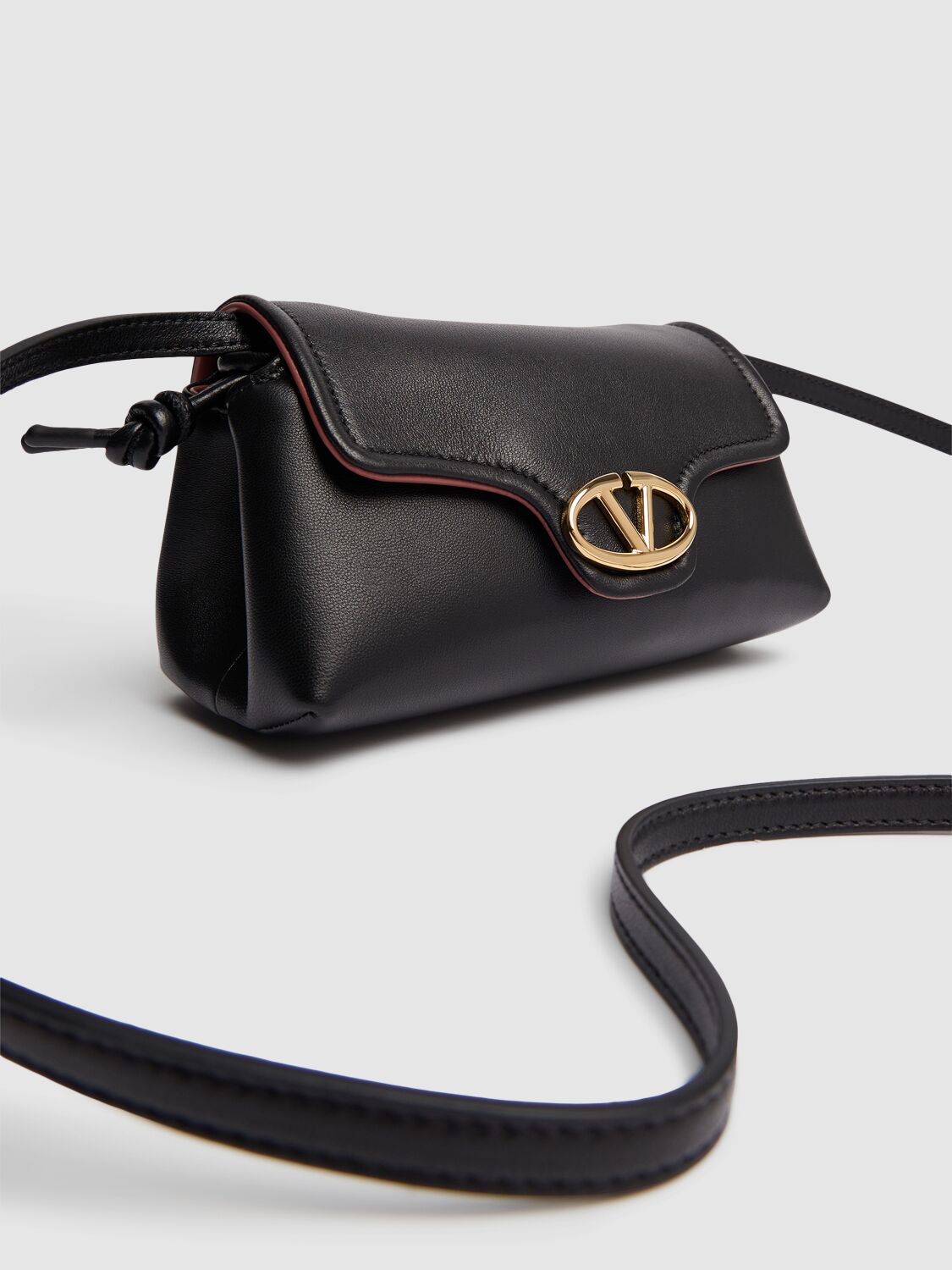 Shop Valentino Mini Vlogo Leather Shoulder Bag In Black