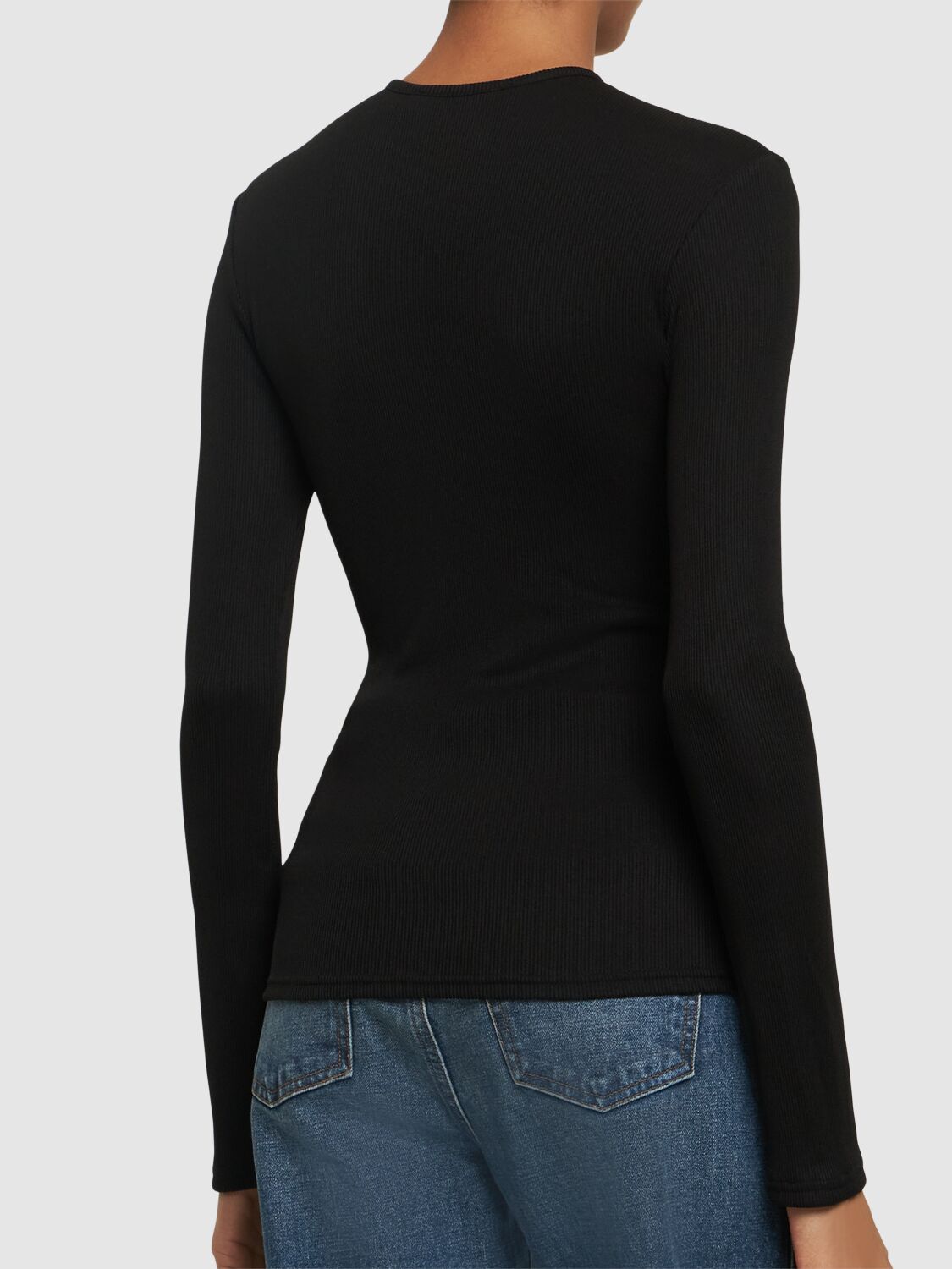 Shop Christopher Esber Orbit Draped Embellished Long Sleeve Top In Black