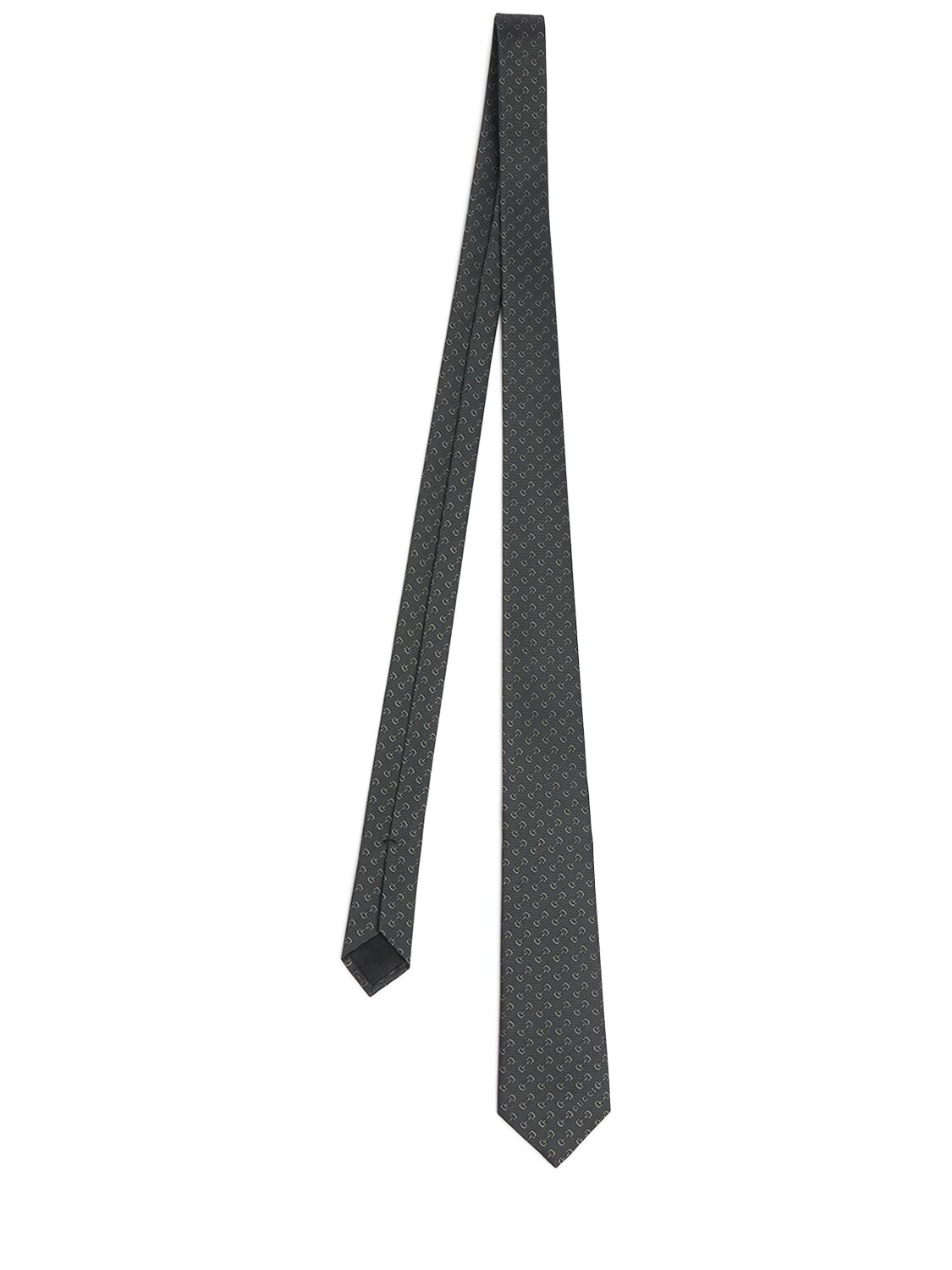 Gucci 7cm Gubit Silk Tie In Black/dark Grey