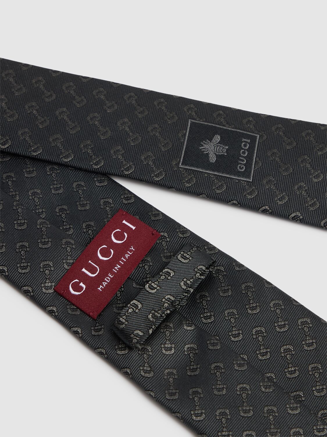 Shop Gucci 7cm Gubit Silk Tie In Black/dark Grey