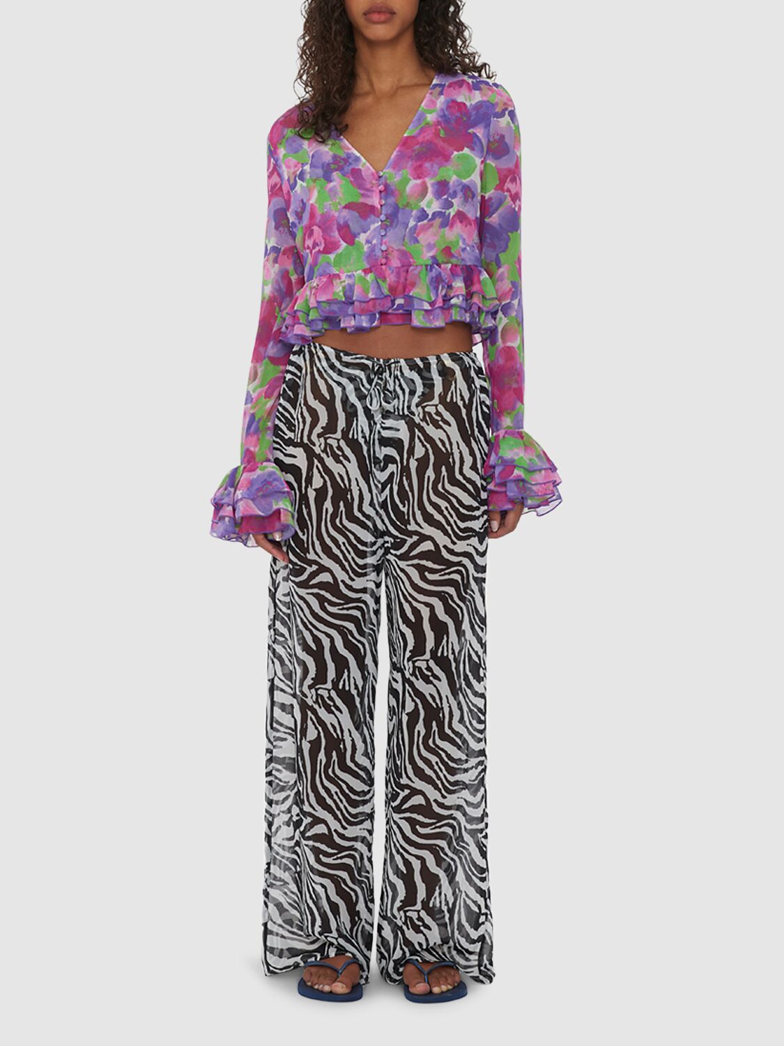 Rotate Birger Christensen Reina Olga Candia Printed Top In Multicolor