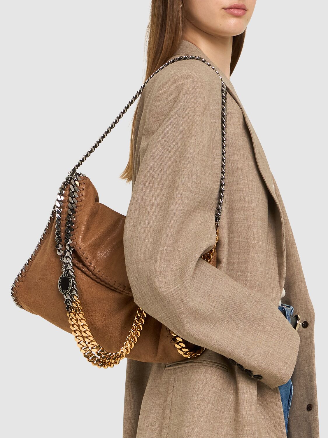 Shop Stella Mccartney 3chain Eco Shaggy Deer Bag In Pecan