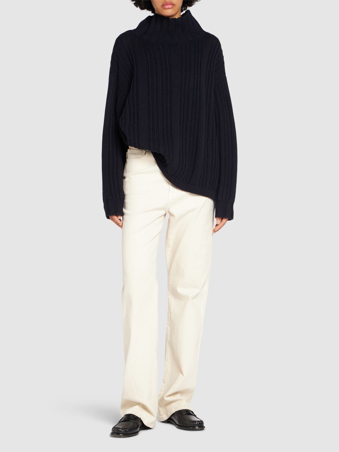 Shop Max Mara Vitalba Wool Knit Turtleneck Sweater In Navy