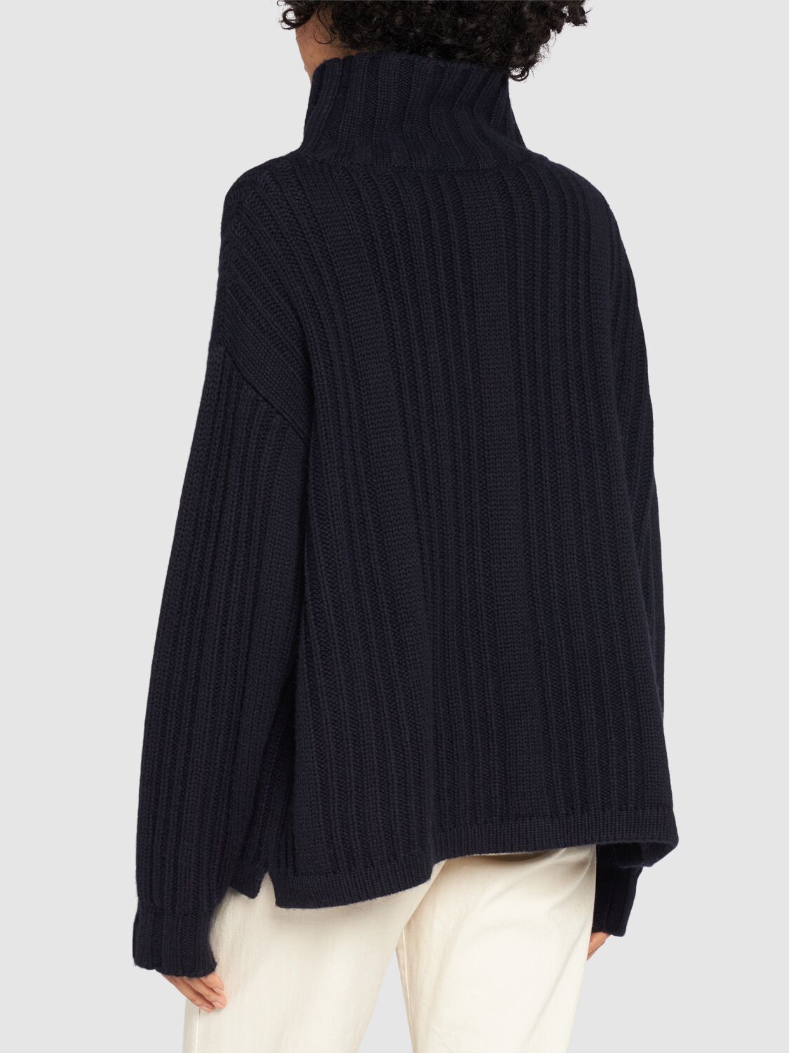 Shop Max Mara Vitalba Wool Knit Turtleneck Sweater In Navy