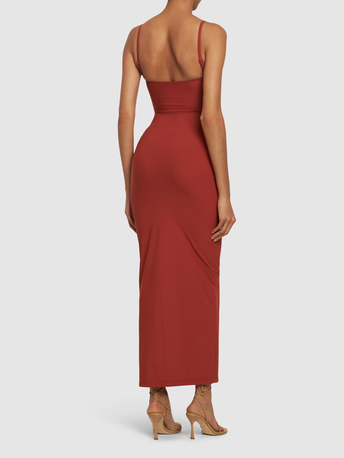 Shop Christopher Esber Cutout Midi Dress In Brown