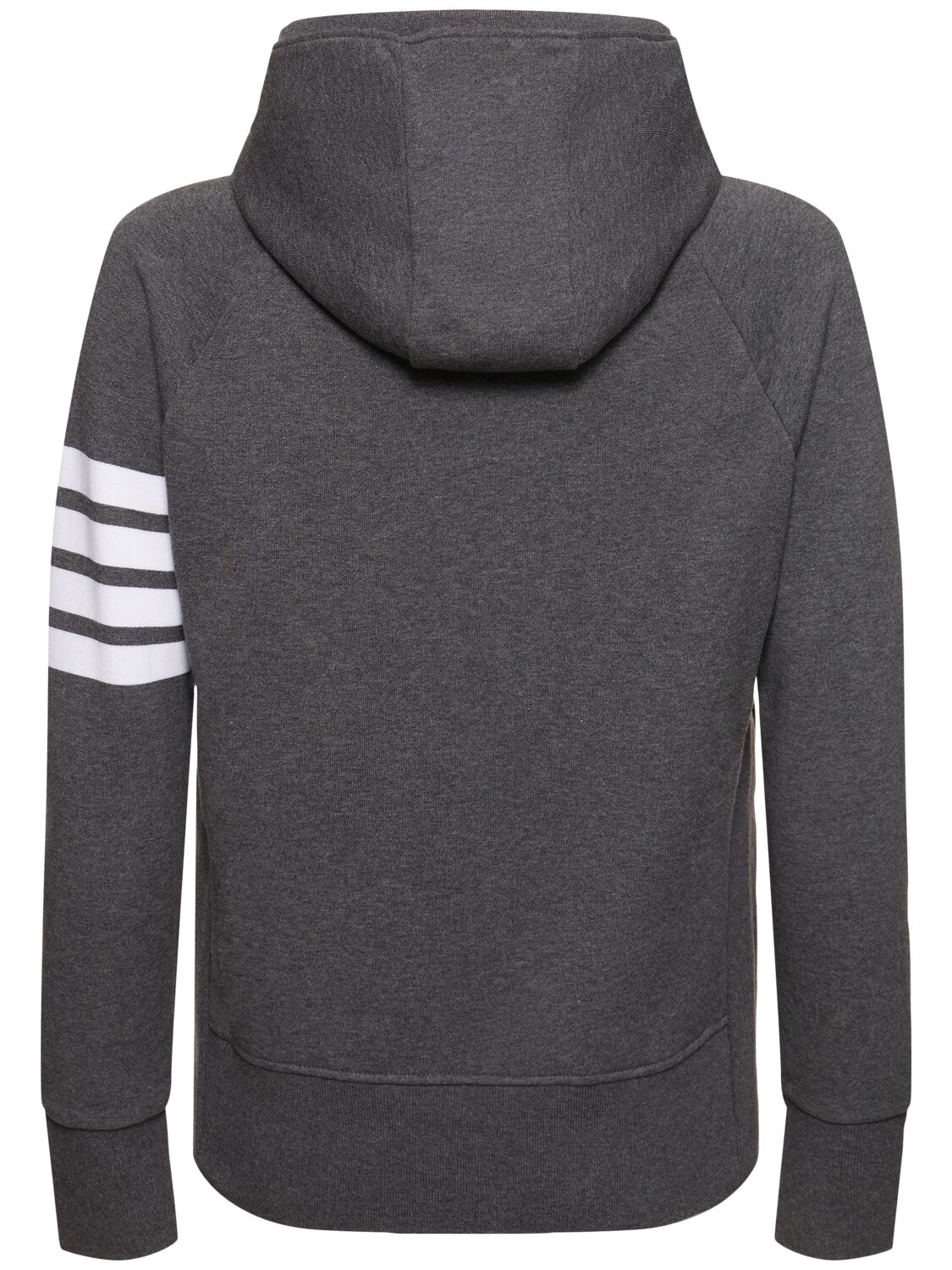 Shop Thom Browne Zip-up Stripes Cotton Sweatshirt Hoodie In Dark Grey