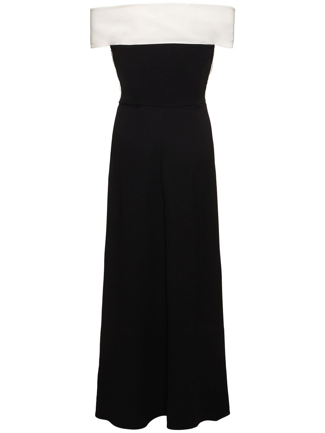 Shop Roland Mouret Off-the-shoulder Light Cady Maxi Dress In Black/white