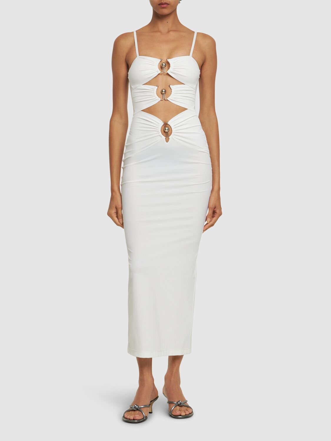 Shop Christopher Esber Cutout Midi Dress In White