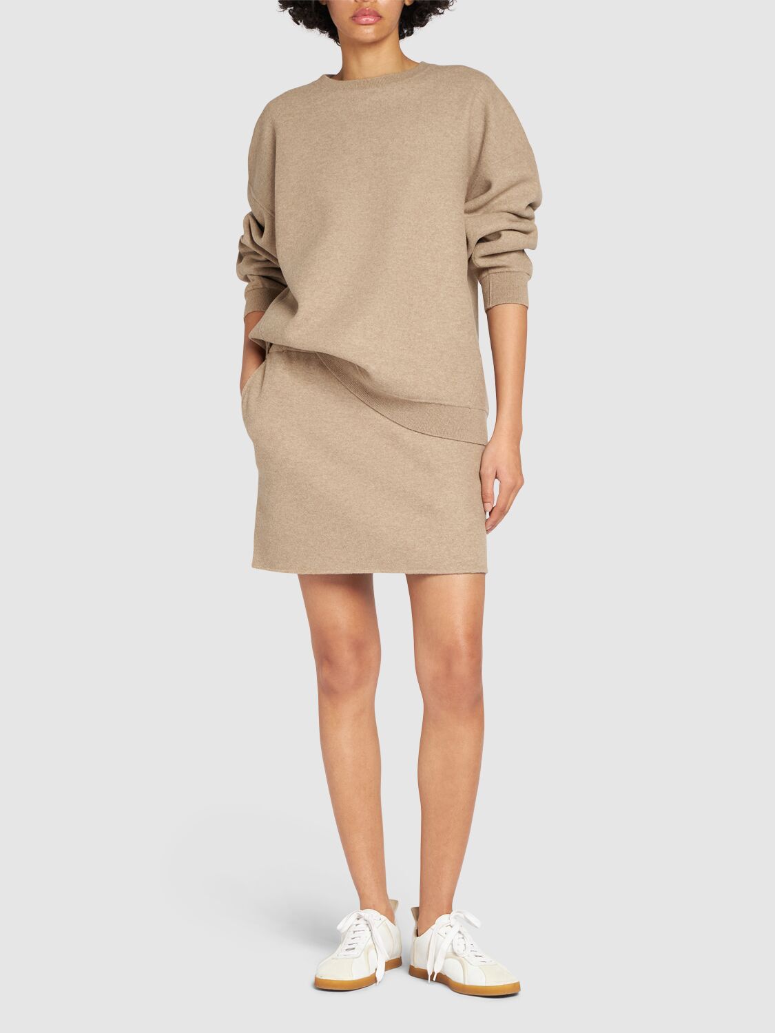 Shop Max Mara Elvira Wool Blend Jersey Sweatshirt In Brown