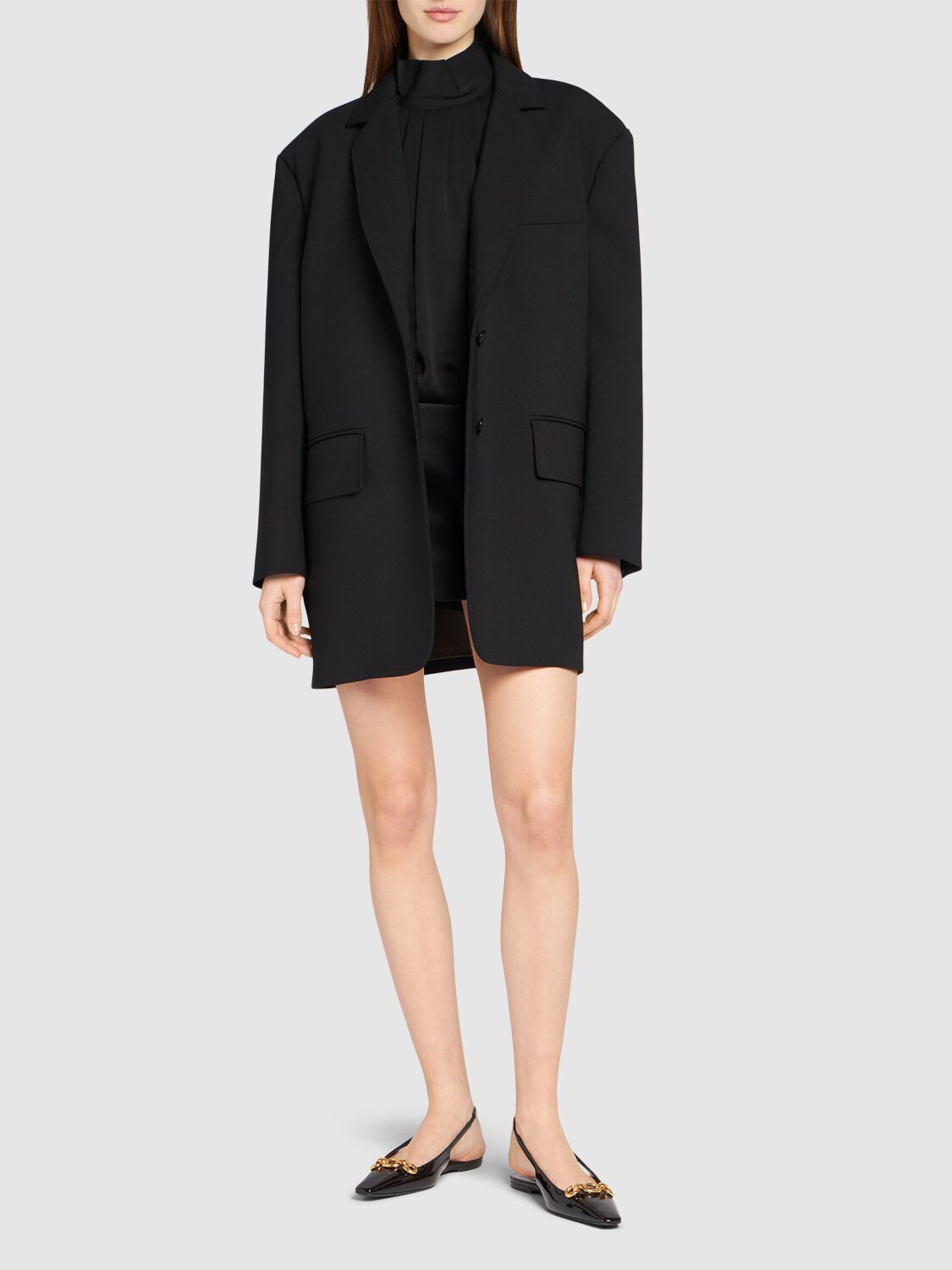 Shop Max Mara Suez Single Breast Wool Blend Blazer In Black